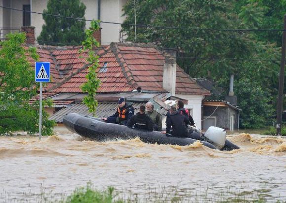 Überschwemmte Region in Serbien