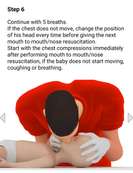 Screenshot der Erste-Hilfe-App des Weißen Kreuzes.